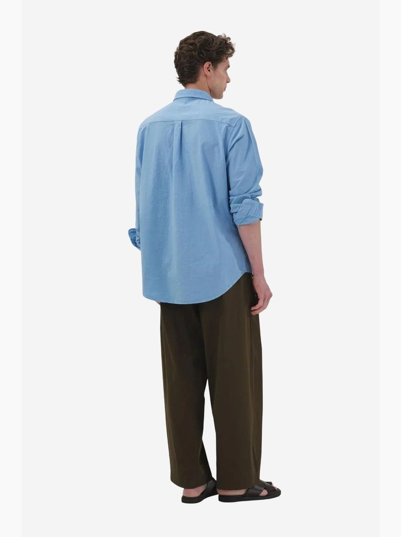 Camisa em popelina de algodão com estampagem de texto para homem giesto Azul claro - Kiabi