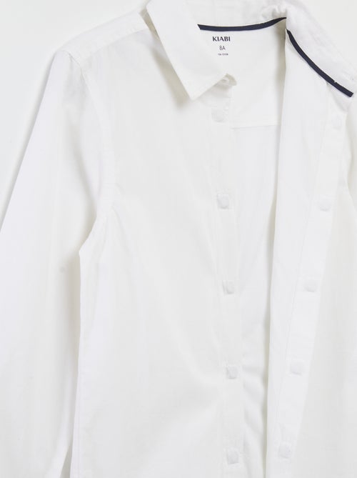 Camisa em popelina de manga comprida - Fácil de Vestir - Kiabi
