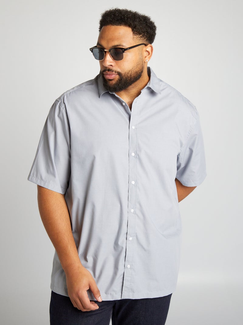 Camisa em popelina de manga curta AZUL - Kiabi