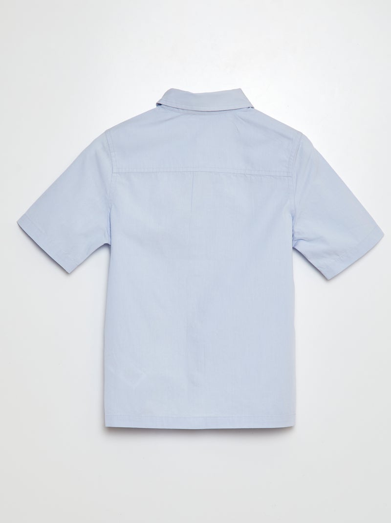Camisa em popelina de manga curta AZUL - Kiabi