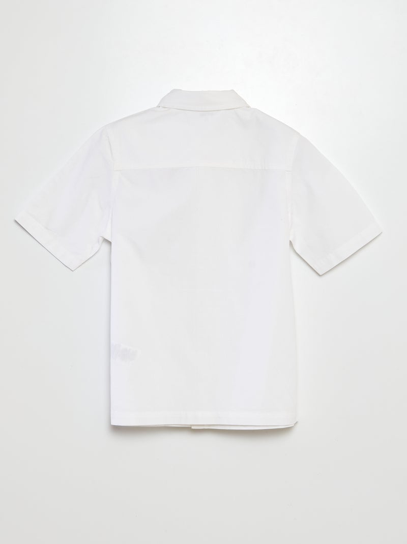 Camisa em popelina de manga curta Branco - Kiabi