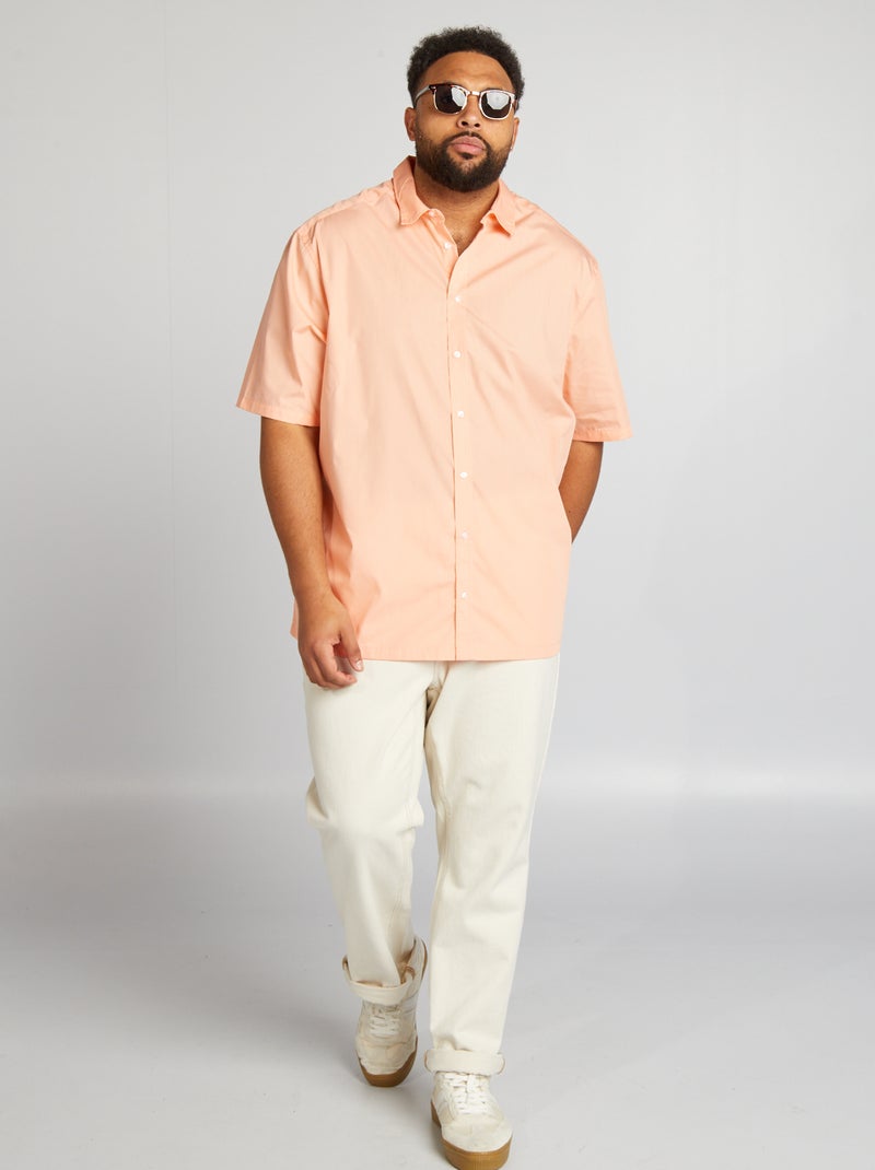 Camisa em popelina de manga curta LARANJA - Kiabi