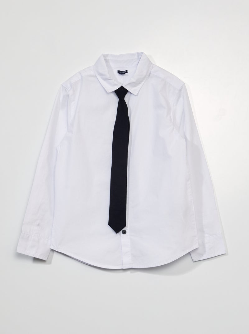 Camisa em popelina + gravata Branco - Kiabi