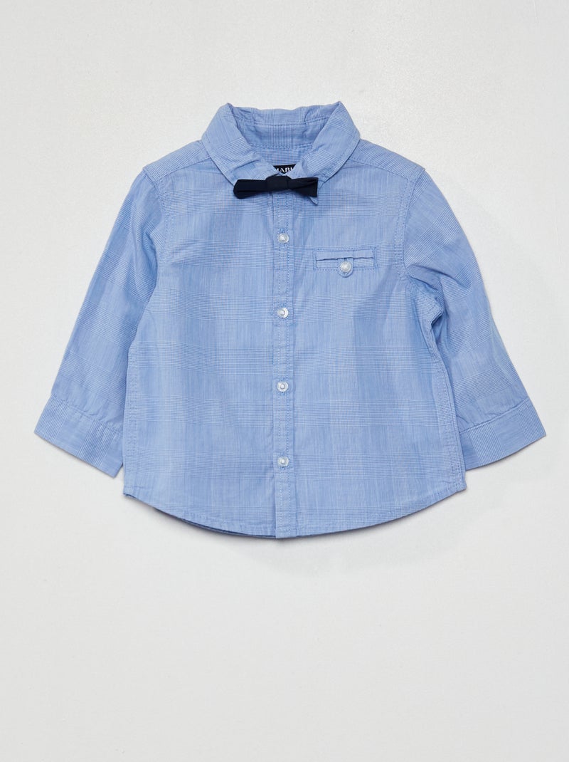 Camisa em popelina + laço borboleta AZUL - Kiabi