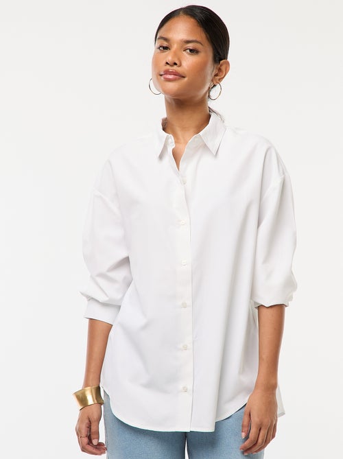 Camisa em popelina lisa - Kiabi