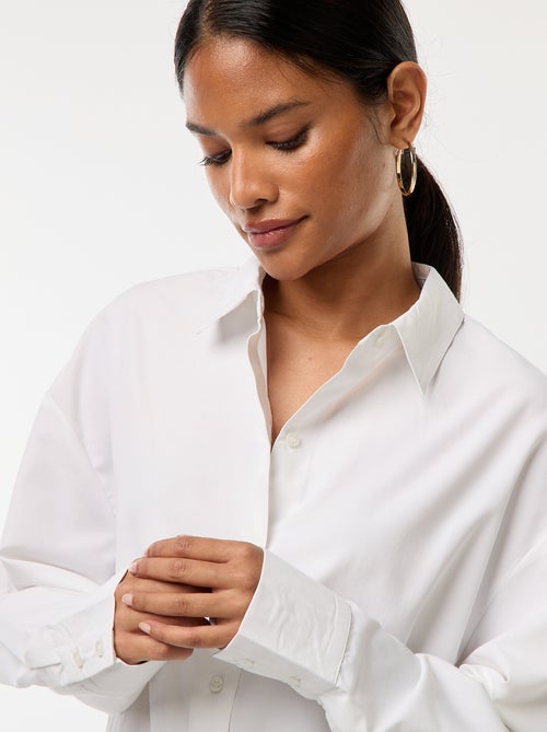 Camisa em popelina lisa - Kiabi