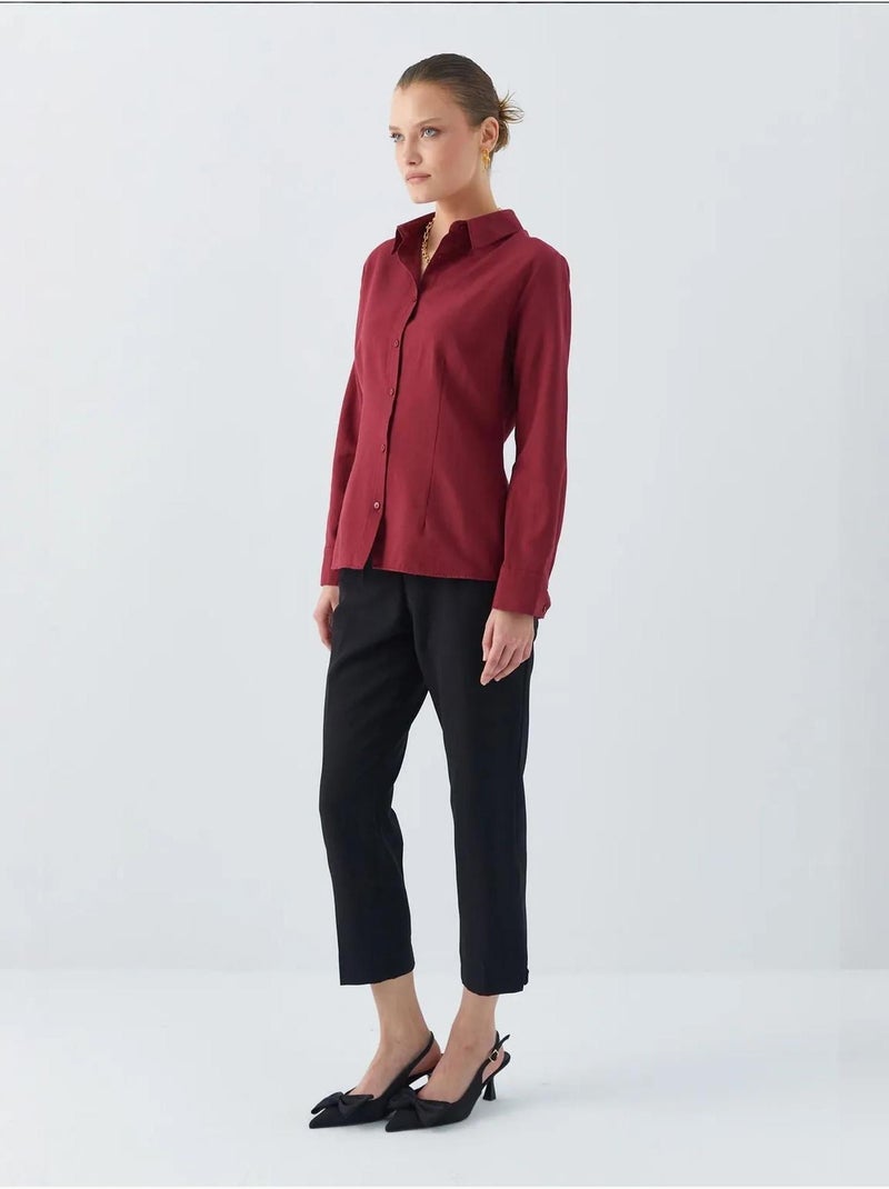 Camisa em popelina mixray Vermelho bordô - Kiabi