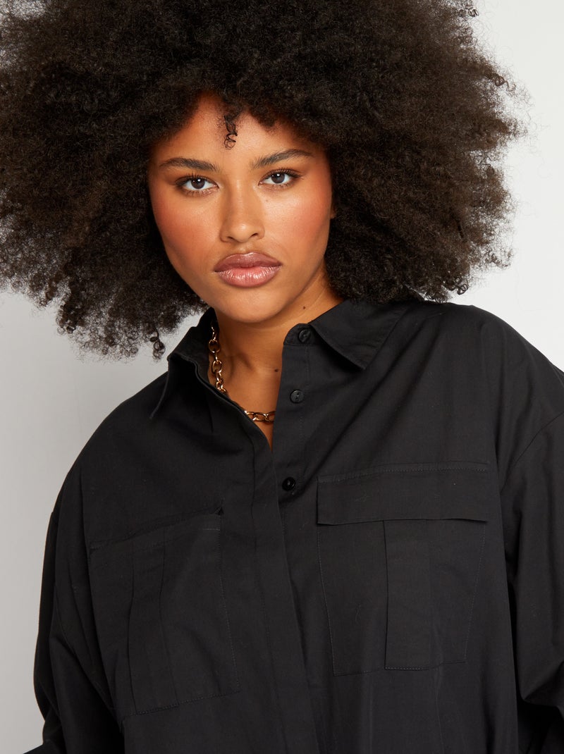 Camisa em popelina Preto - Kiabi