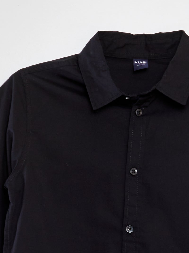 Camisa em popelina PRETO - Kiabi