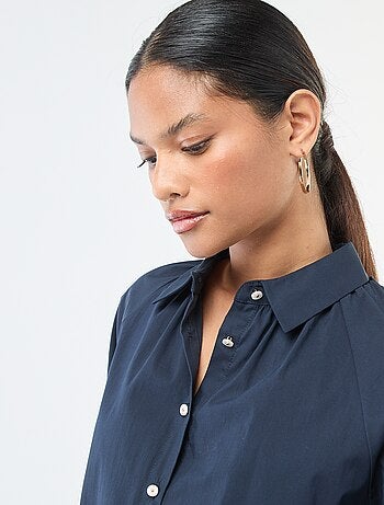 Camisa em popelina com mangas largas