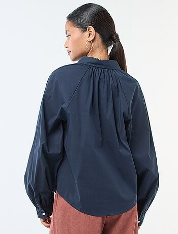 Camisa em popelina com mangas largas