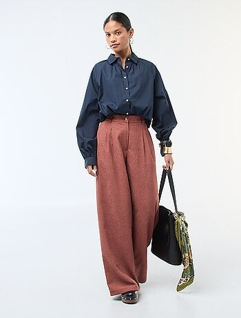 Camisa em popelina com mangas largas