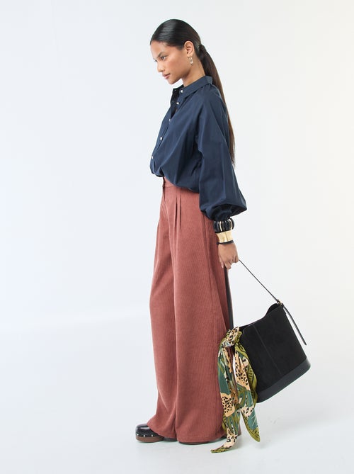 Camisa em popeline com mangas largas - Kiabi