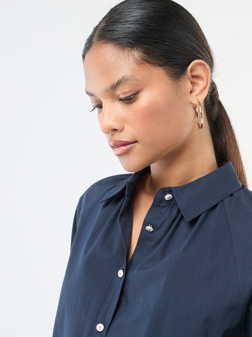 Camisa em popeline com mangas largas - Kiabi