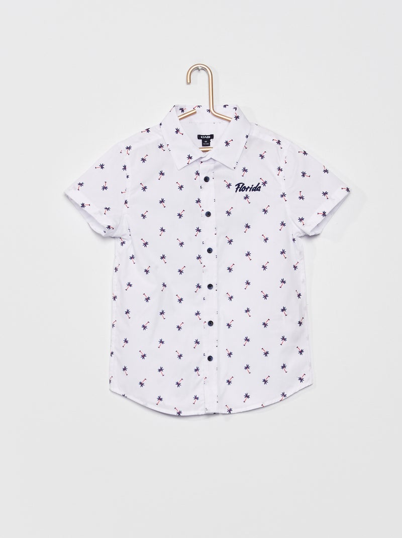 Camisa em puro algodão com estampado 'palmeiras' BRANCO - Kiabi