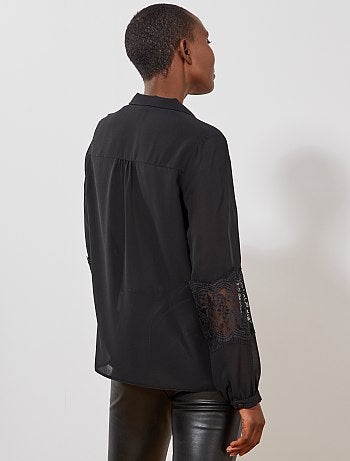 Camisa em renda nas mangas - Kiabi