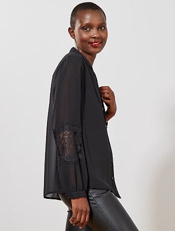 Camisa em renda nas mangas - Kiabi