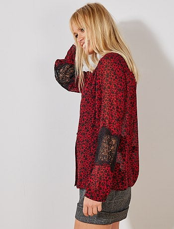 Camisa em renda nas mangas - Kiabi