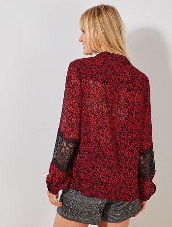 Camisa em renda nas mangas - Kiabi