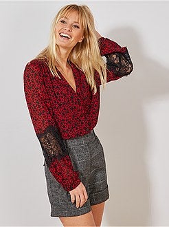 Camisa em renda nas mangas - Kiabi