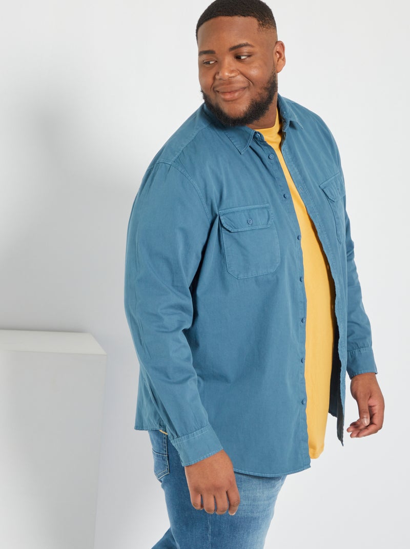 Camisa em sarja AZUL - Kiabi