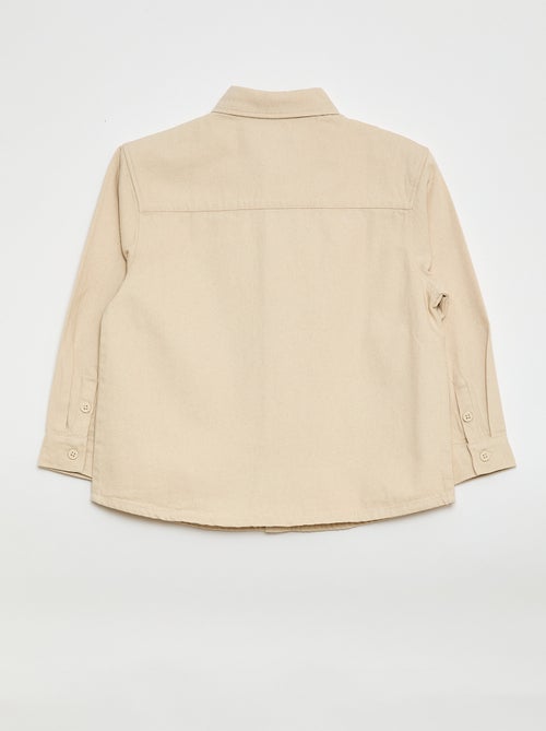 Camisa em sarja com 2 bolsos aplicados no peito - Kiabi