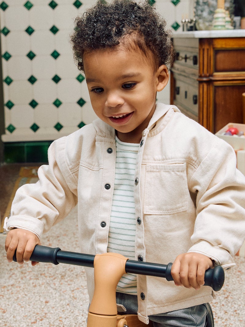 Camisa em sarja com capuz Branco - Kiabi
