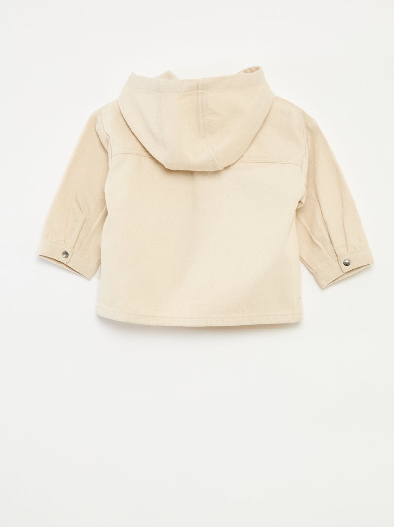 Camisa em sarja com capuz Branco - Kiabi