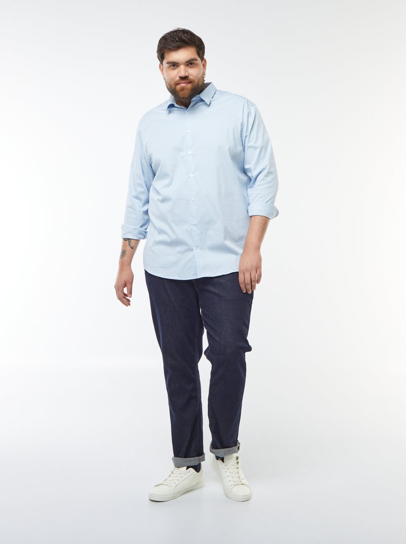 Camisa em sarja elástica Azul - Kiabi