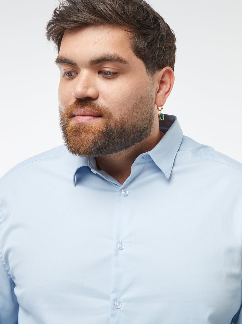 Camisa em sarja elástica Azul - Kiabi