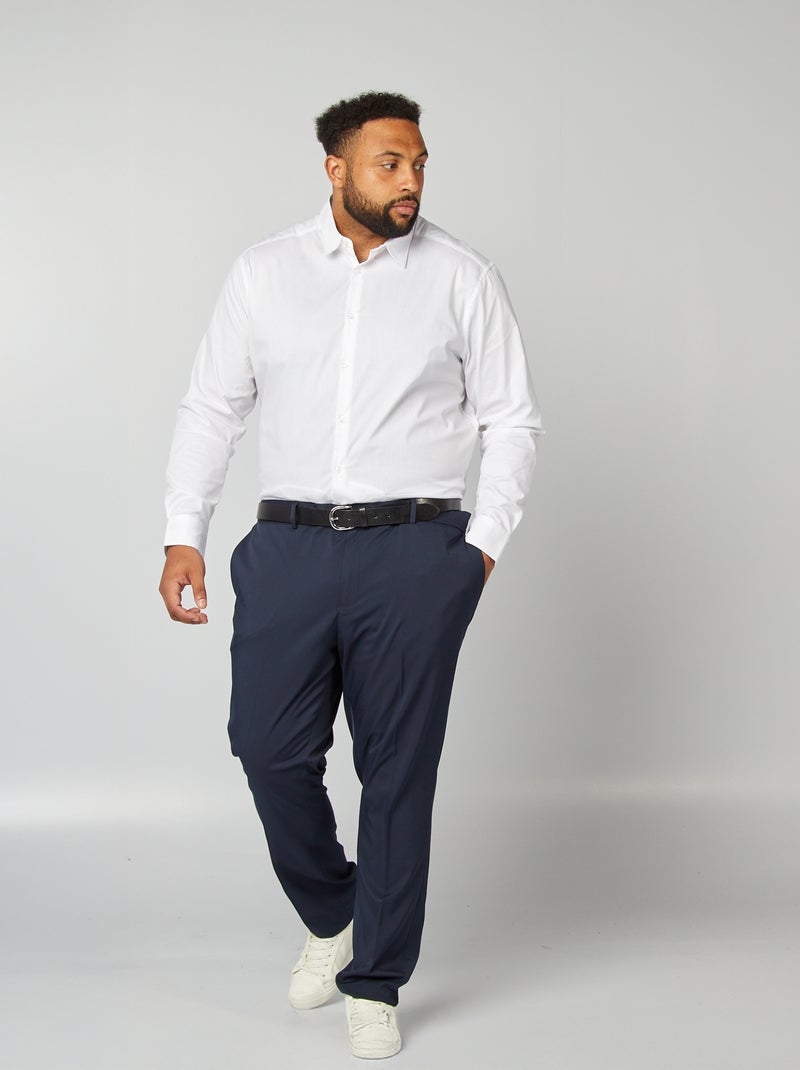 Camisa em sarja elástica Branco - Kiabi
