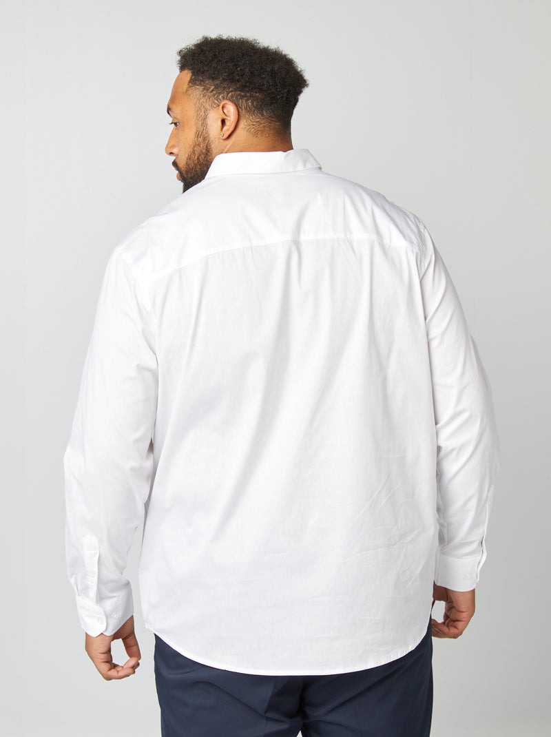 Camisa em sarja elástica Branco - Kiabi