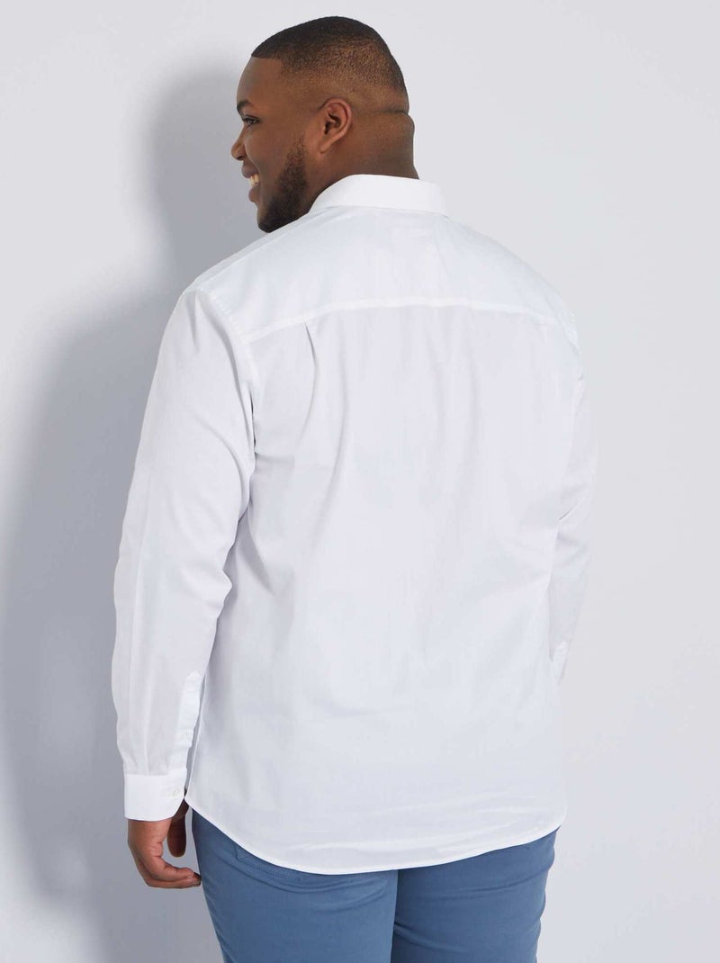 Camisa em sarja elástica Branco - Kiabi
