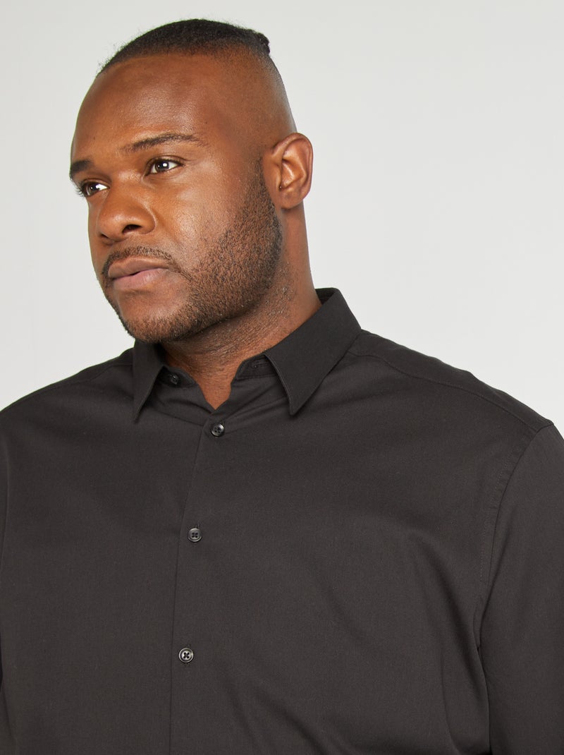 Camisa em sarja elástica Preto - Kiabi