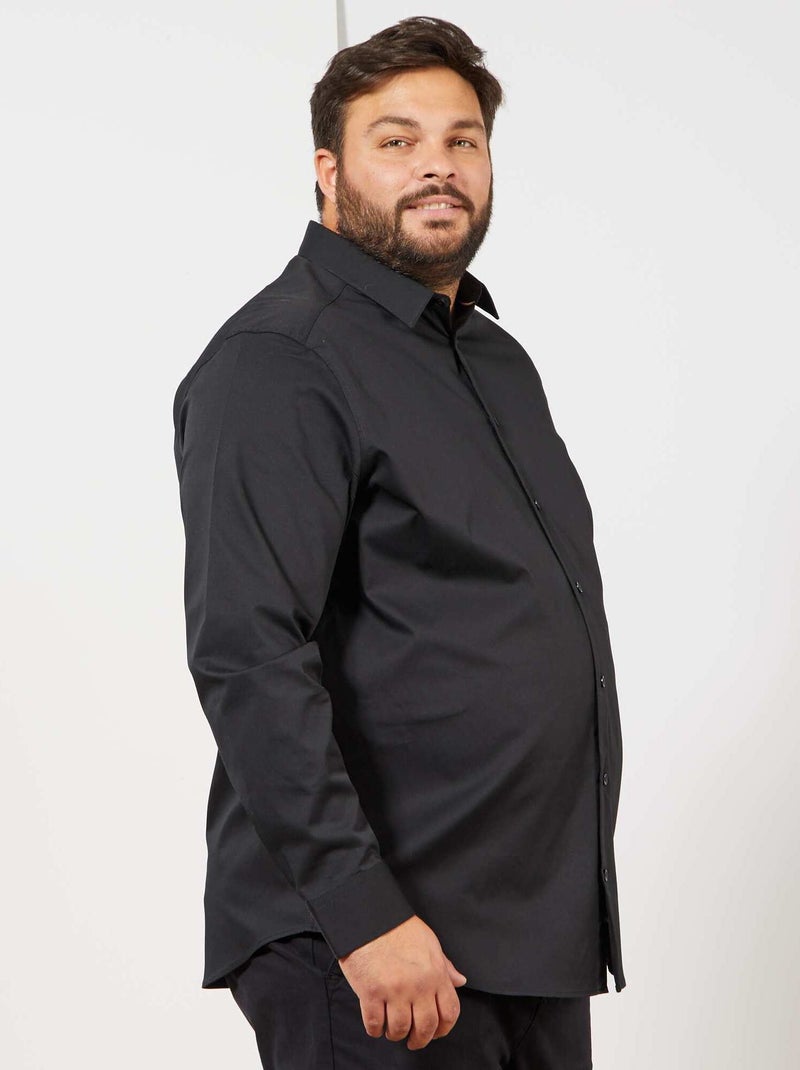 Camisa em sarja elástica Preto - Kiabi