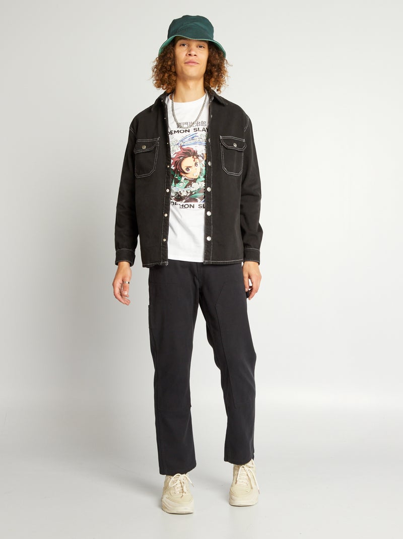 Camisa em sarja Preto - Kiabi