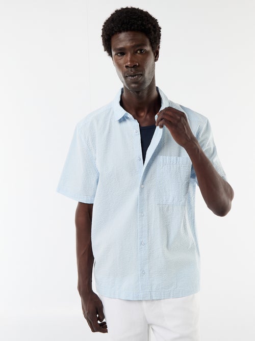 Camisa em seersucker de manga curta - Kiabi