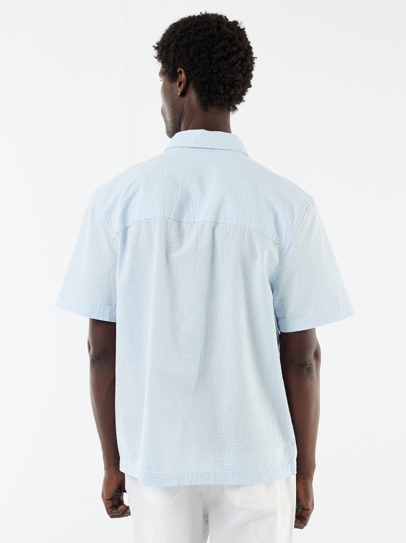 Camisa em seersucker de manga curta Azul - Kiabi