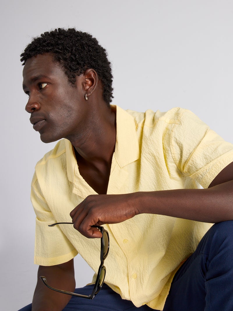 Camisa em tecido gofrado AMARELO - Kiabi