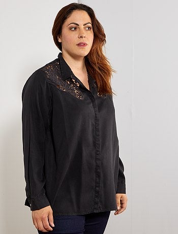 Camisa em tencel e renda - Kiabi