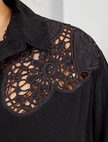 Camisa em tencel e renda - Kiabi