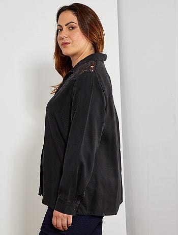 Camisa em tencel e renda - Kiabi