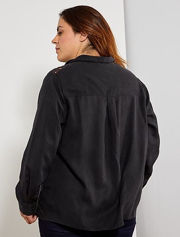 Camisa em tencel e renda - Kiabi