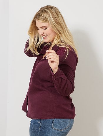 Camisa em tencel e renda - Kiabi