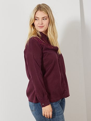 Camisa em tencel e renda - Kiabi