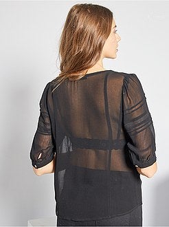 Camisa em voile bordada - Kiabi