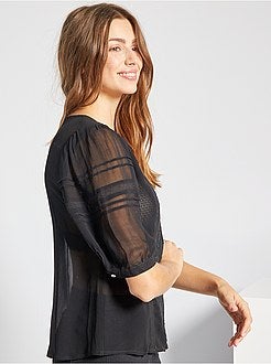 Camisa em voile bordada - Kiabi