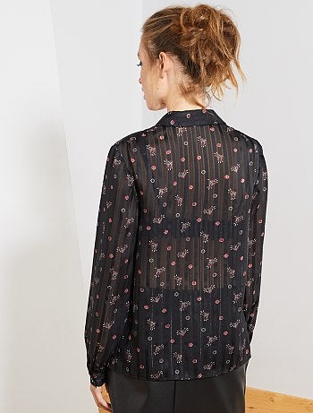 Camisa em voile com estampado 'corações' - Kiabi