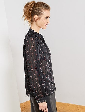 Camisa em voile com estampado 'corações' - Kiabi