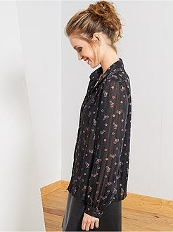 Camisa em voile com estampado 'corações' - Kiabi